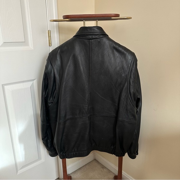 Vintage Colebrook American Classics Leather Bomber Jacket Black Zip Up - Picture 3 of 11